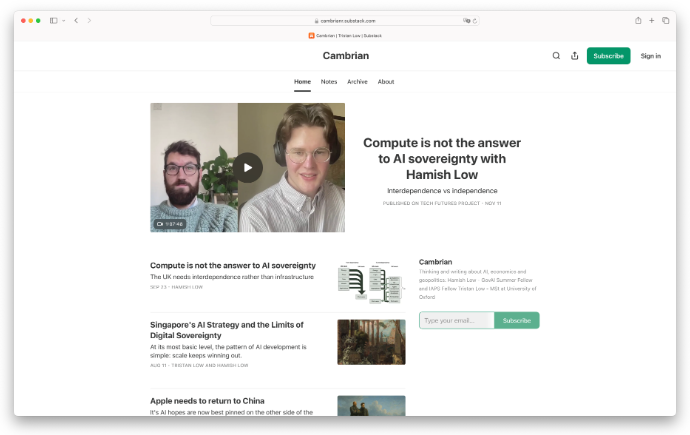 Screenshot cambrianr.substack.com